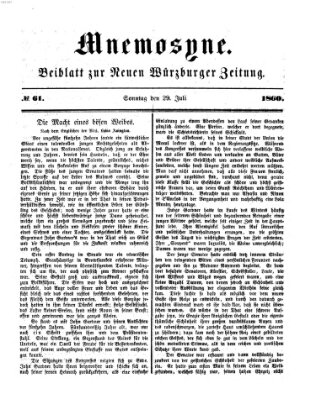 Mnemosyne (Neue Würzburger Zeitung) Sonntag 29. Juli 1860
