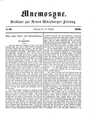 Mnemosyne (Neue Würzburger Zeitung) Sonntag 19. August 1860