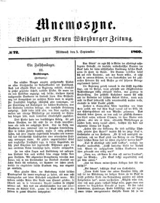 Mnemosyne (Neue Würzburger Zeitung) Mittwoch 5. September 1860