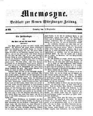 Mnemosyne (Neue Würzburger Zeitung) Sonntag 9. September 1860