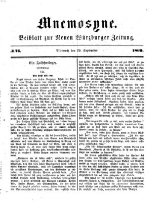 Mnemosyne (Neue Würzburger Zeitung) Mittwoch 19. September 1860