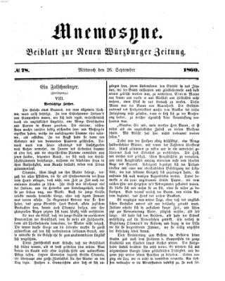 Mnemosyne (Neue Würzburger Zeitung) Mittwoch 26. September 1860