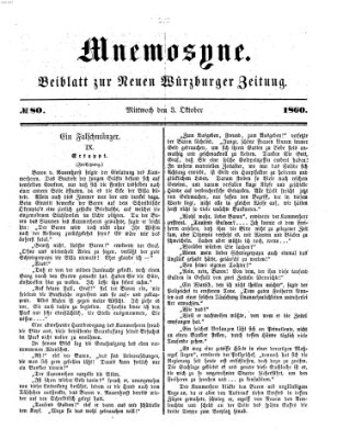 Mnemosyne (Neue Würzburger Zeitung) Mittwoch 3. Oktober 1860