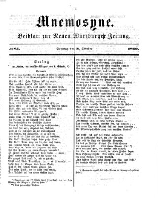 Mnemosyne (Neue Würzburger Zeitung) Sonntag 21. Oktober 1860