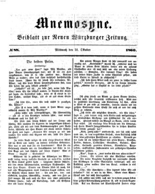 Mnemosyne (Neue Würzburger Zeitung) Mittwoch 31. Oktober 1860