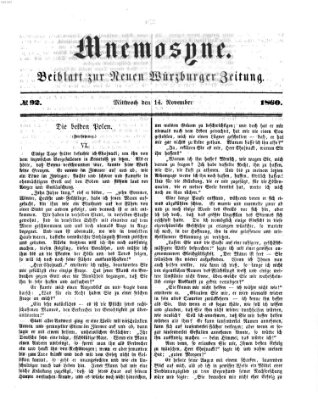 Mnemosyne (Neue Würzburger Zeitung) Mittwoch 14. November 1860