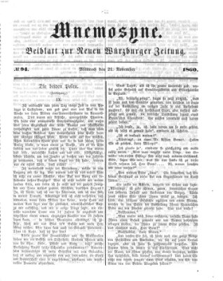 Mnemosyne (Neue Würzburger Zeitung) Mittwoch 21. November 1860