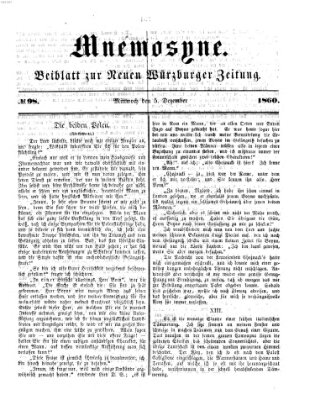 Mnemosyne (Neue Würzburger Zeitung) Mittwoch 5. Dezember 1860