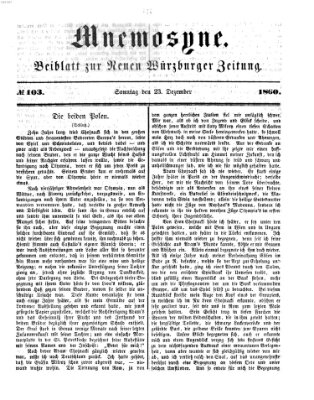 Mnemosyne (Neue Würzburger Zeitung) Sonntag 23. Dezember 1860