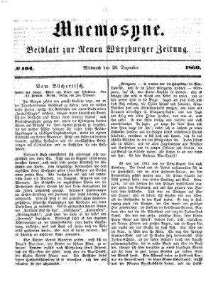 Mnemosyne (Neue Würzburger Zeitung) Mittwoch 26. Dezember 1860