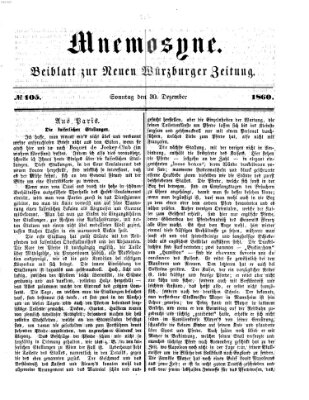 Mnemosyne (Neue Würzburger Zeitung) Sonntag 30. Dezember 1860