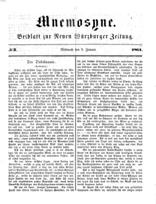 Mnemosyne (Neue Würzburger Zeitung) Mittwoch 9. Januar 1861