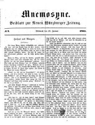 Mnemosyne (Neue Würzburger Zeitung) Mittwoch 23. Januar 1861