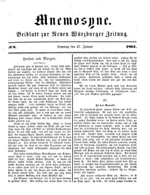 Mnemosyne (Neue Würzburger Zeitung) Sonntag 27. Januar 1861