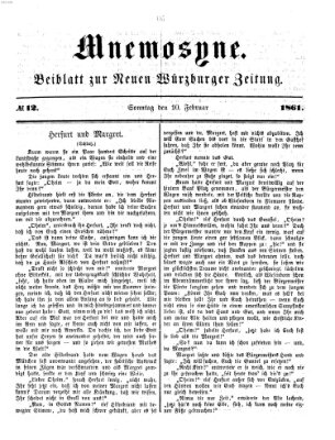 Mnemosyne (Neue Würzburger Zeitung) Sonntag 10. Februar 1861