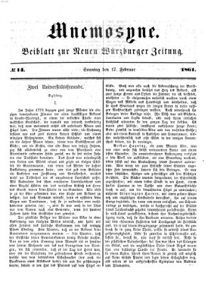 Mnemosyne (Neue Würzburger Zeitung) Sonntag 17. Februar 1861