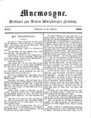 Mnemosyne (Neue Würzburger Zeitung) Mittwoch 20. Februar 1861