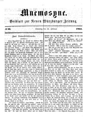 Mnemosyne (Neue Würzburger Zeitung) Sonntag 24. Februar 1861