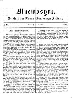 Mnemosyne (Neue Würzburger Zeitung) Mittwoch 13. März 1861