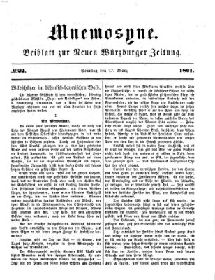 Mnemosyne (Neue Würzburger Zeitung) Sonntag 17. März 1861