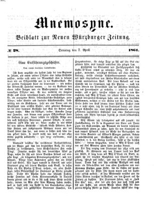 Mnemosyne (Neue Würzburger Zeitung) Sonntag 7. April 1861