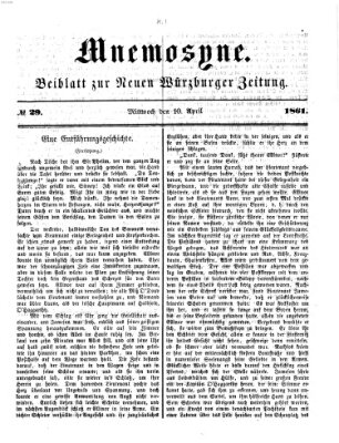 Mnemosyne (Neue Würzburger Zeitung) Mittwoch 10. April 1861