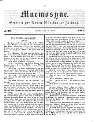 Mnemosyne (Neue Würzburger Zeitung) Sonntag 14. April 1861