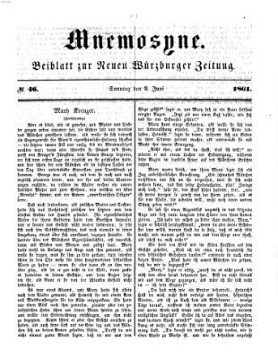 Mnemosyne (Neue Würzburger Zeitung) Sonntag 9. Juni 1861