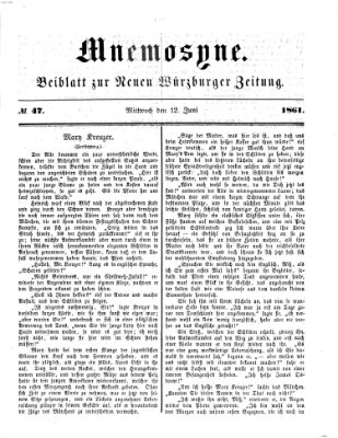 Mnemosyne (Neue Würzburger Zeitung) Mittwoch 12. Juni 1861