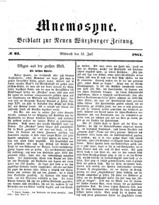 Mnemosyne (Neue Würzburger Zeitung) Mittwoch 31. Juli 1861