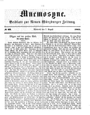 Mnemosyne (Neue Würzburger Zeitung) Mittwoch 7. August 1861