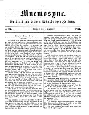 Mnemosyne (Neue Würzburger Zeitung) Mittwoch 4. September 1861