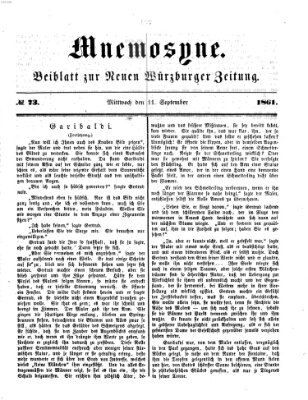 Mnemosyne (Neue Würzburger Zeitung) Mittwoch 11. September 1861