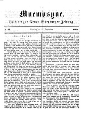 Mnemosyne (Neue Würzburger Zeitung) Sonntag 22. September 1861