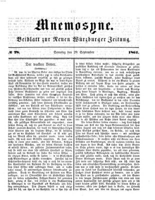 Mnemosyne (Neue Würzburger Zeitung) Sonntag 29. September 1861