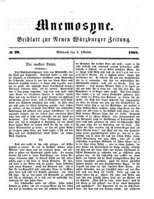 Mnemosyne (Neue Würzburger Zeitung) Mittwoch 2. Oktober 1861