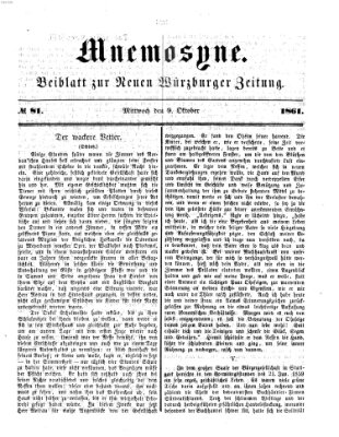 Mnemosyne (Neue Würzburger Zeitung) Mittwoch 9. Oktober 1861