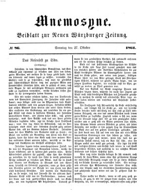 Mnemosyne (Neue Würzburger Zeitung) Sonntag 27. Oktober 1861