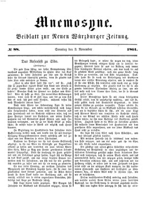 Mnemosyne (Neue Würzburger Zeitung) Sonntag 3. November 1861