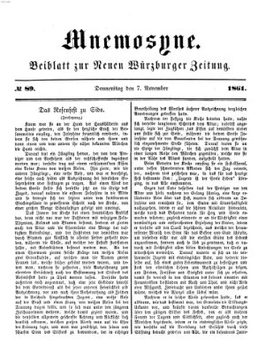 Mnemosyne (Neue Würzburger Zeitung) Donnerstag 7. November 1861