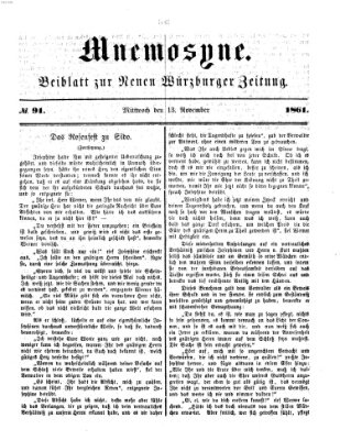 Mnemosyne (Neue Würzburger Zeitung) Mittwoch 13. November 1861