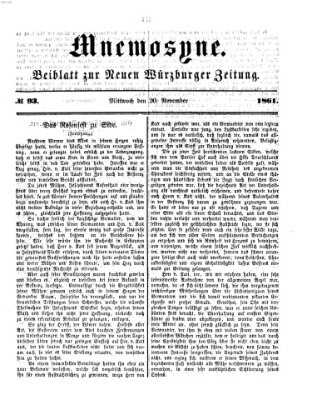 Mnemosyne (Neue Würzburger Zeitung) Mittwoch 20. November 1861