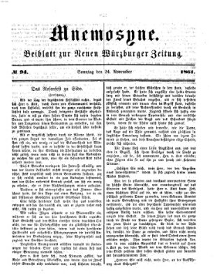 Mnemosyne (Neue Würzburger Zeitung) Sonntag 24. November 1861