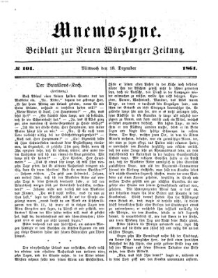 Mnemosyne (Neue Würzburger Zeitung) Mittwoch 18. Dezember 1861