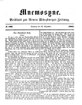 Mnemosyne (Neue Würzburger Zeitung) Sonntag 22. Dezember 1861