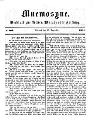 Mnemosyne (Neue Würzburger Zeitung) Mittwoch 25. Dezember 1861