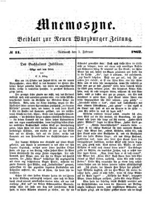 Mnemosyne (Neue Würzburger Zeitung) Mittwoch 5. Februar 1862