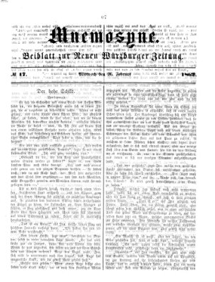 Mnemosyne (Neue Würzburger Zeitung) Mittwoch 26. Februar 1862