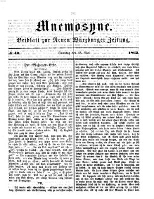 Mnemosyne (Neue Würzburger Zeitung) Sonntag 18. Mai 1862