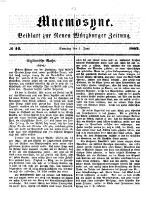 Mnemosyne (Neue Würzburger Zeitung) Sonntag 1. Juni 1862